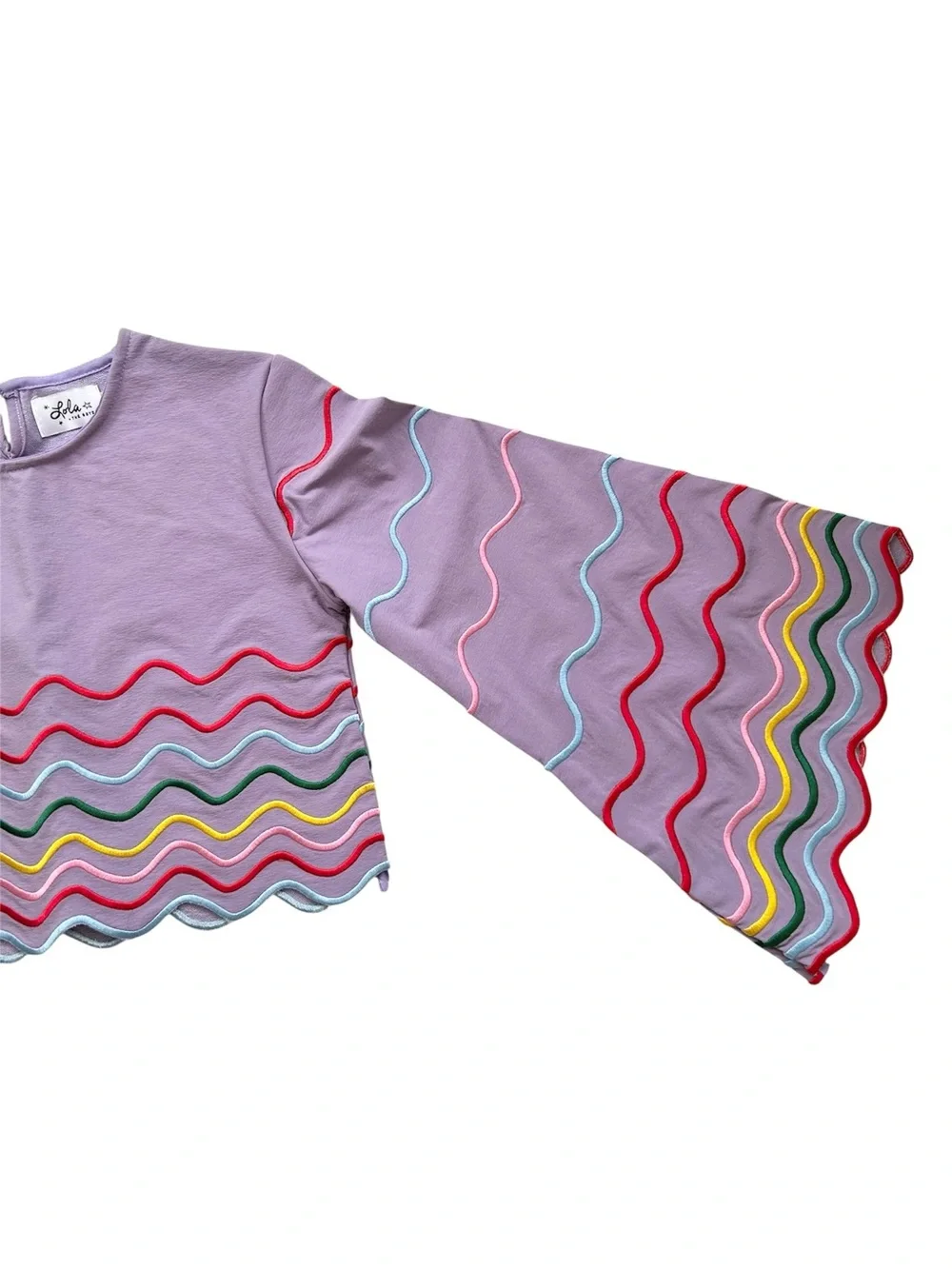 Lola and The Boys Rainbow Wave Short Set Purple With Multicolor Stitching Sz 12